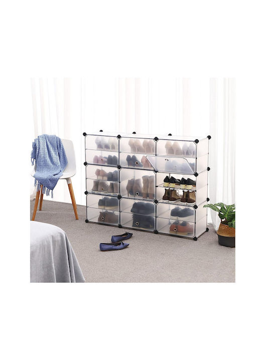 Plastic Shoe Organizer with 9 Shelves White 123x31x93cm