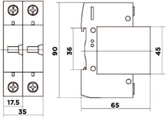2-Poles Inspired T2 Panel Lightning Protection 10kA 230VAC