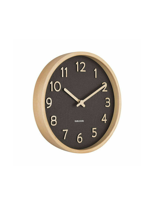 Karlsson Pure Wall Clock Wooden Natural/Black Ø22cm