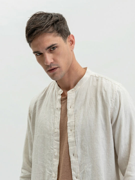 Long-sleeved Linen Shirt Beige