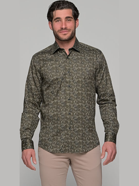 Long-sleeved Cotton Shirt Khaki
