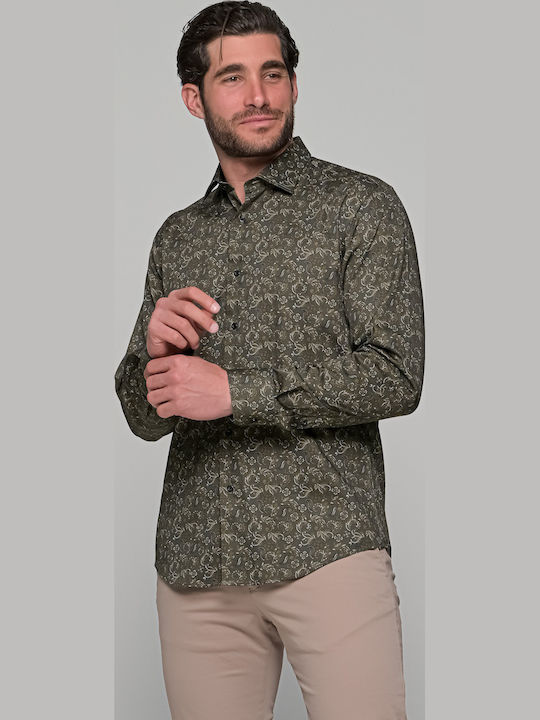 Long-sleeved Cotton Shirt Khaki
