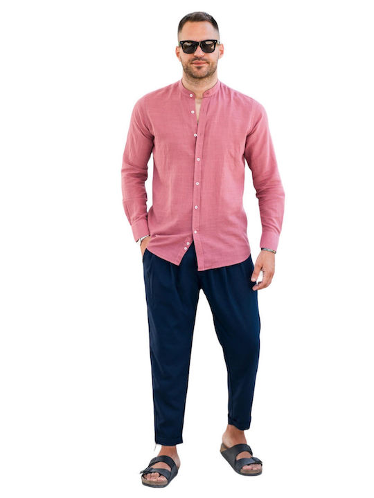 Tessuti Men's Shirt Long Sleeve Linen Pink