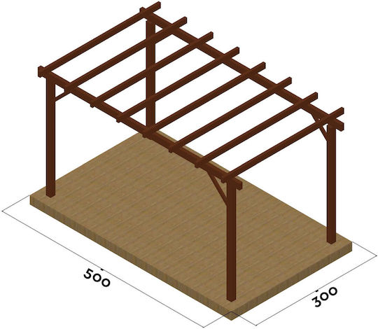 Πέργκολα Κήπου από Ξύλο με Οροφή 300x300cm