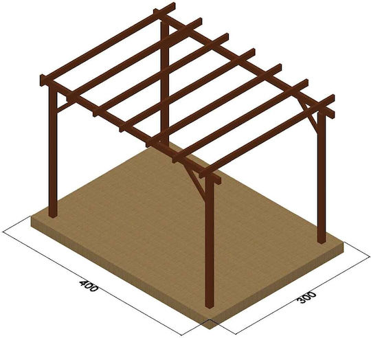 Πέργκολα Κήπου από Ξύλο με Οροφή 300x300cm