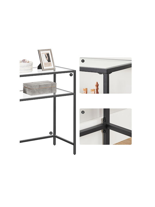 Console Table Metal with Glass Surface Black L100xW35xH80cm