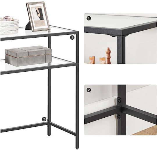 Console Table Metal with Glass Surface Black L100xW35xH80cm