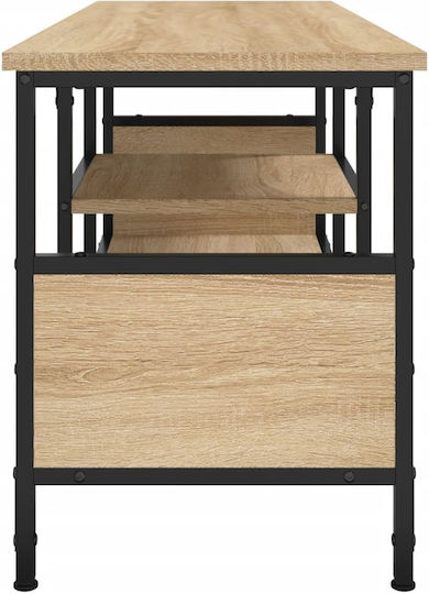 TV Stand Made of Metal and Wood Beige 100x35x45 cm
