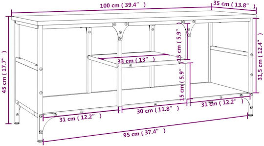TV Stand Made of Metal and Wood Beige 100x35x45 cm