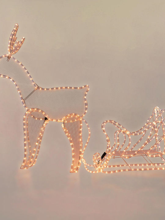 ECD Germany Illuminated Christmas Plastic Figure Reindeer White Length 77cm