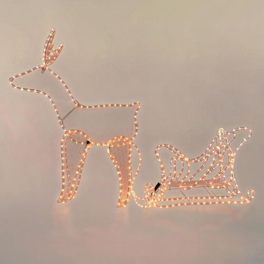 ECD Germany Illuminated Christmas Plastic Figure Reindeer White Length 77cm