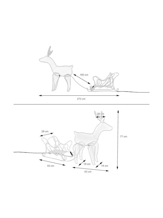 ECD Germany Illuminated Christmas Plastic Figure Reindeer White Length 77cm