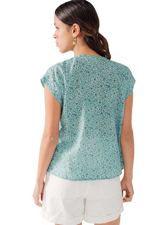 C'est Beau La Vie Women's Floral Sleeveless Shirt Light Blue