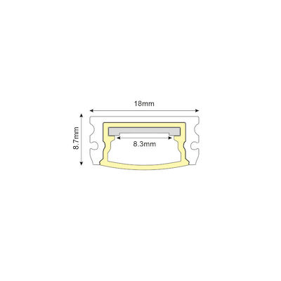 Aca LOREL External LED Strip Aluminum Profile with Opal Cover 200cm