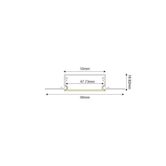 Aca Texa Gemauert Aluminiumprofil für LED-Streifen mit Opal Abdeckung 200cm