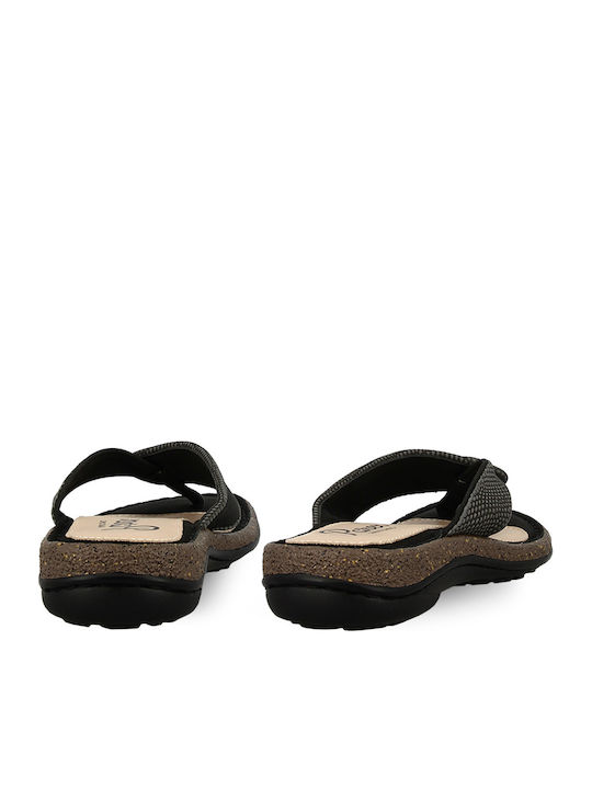 Leather Women's Flat Sandals Anatomic in Black Color