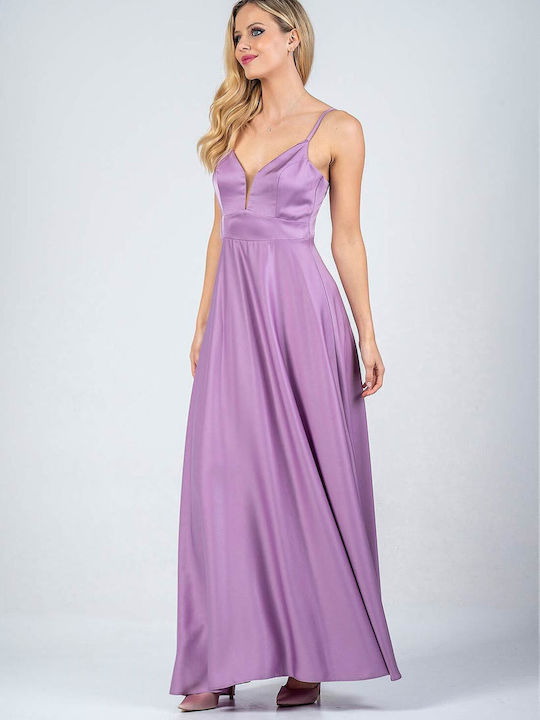 Bellino Sommer Maxi Kleid Satin Lila