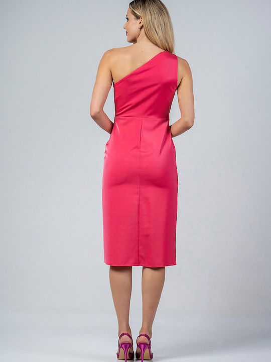 Bellino Summer Midi Dress for Wedding / Baptism Satin Fuchsia