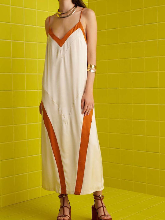 Summer Midi Slip Dress Beige