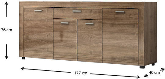 Μπουφές Joseph mit Schubladen Walnut 177x40x76cm