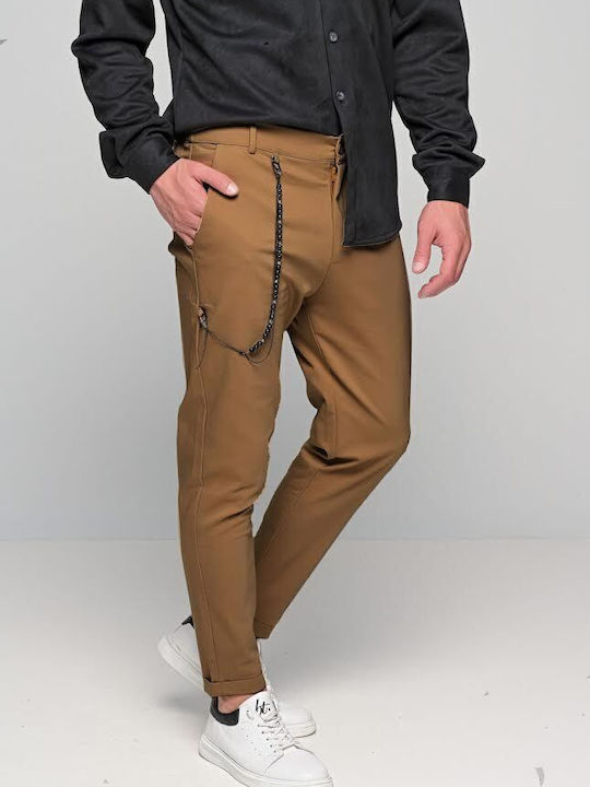 Trousers Chino Elastic in Regular Fit Brown