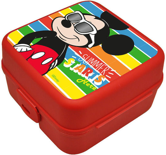 Kids Licensing Mickey Mouse - Summer Πλαστικό Παιδικό Δοχείο Φαγητού Mickey Κόκκινο 13 x 13 x 8εκ.