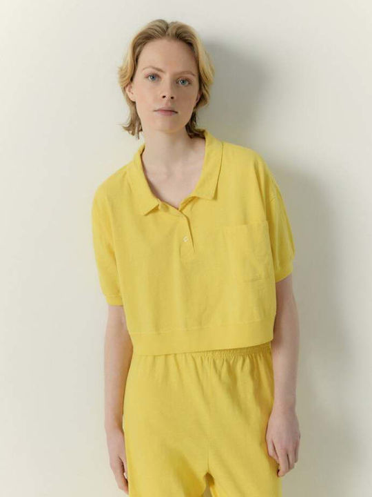 Damen Crop T-Shirt Gelb