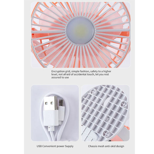 Ανεμιστηράκι USB Επαναφορτιζόμενο Ροζ 102961