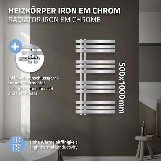 ECD Germany Iron M Handtuchhalter Badezimmer 1000x500 Silber