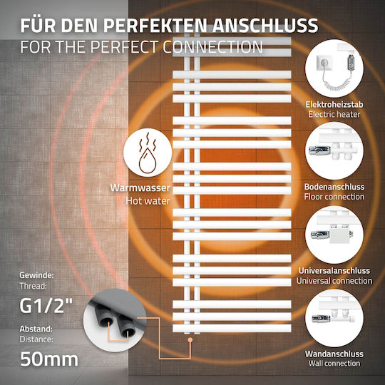 ECD Germany Iron Em Πετσετοκρεμάστρα Μπάνιου 1600x600 Λευκή