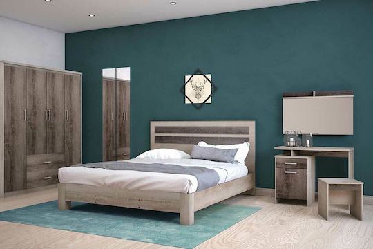 Floor-Standing Makeup Dressing Table Olympus Wooden Castillo / Toro with Mirror & Stool 90.5x39.5x75cm