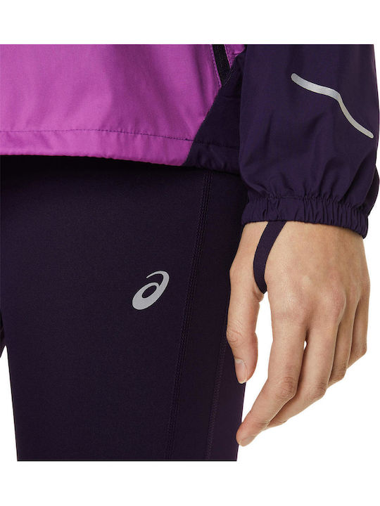 Lite-show Women's Running Short Sports Jacket for Spring or Autumn with Hood Purple