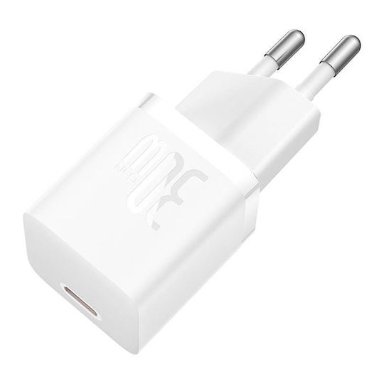 Baseus Charger Without Cable GaN with USB-C Port 30W Whites (Gan5)