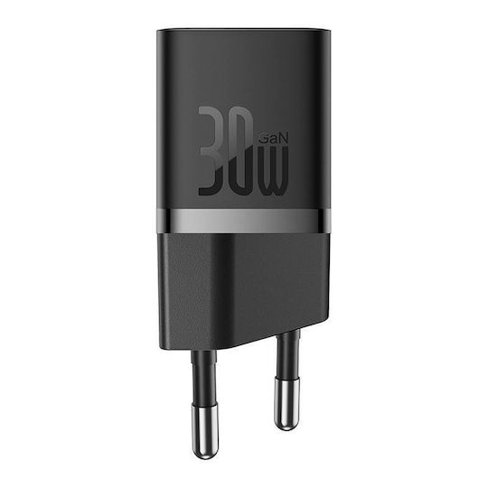 Baseus Charger Without Cable GaN with USB-C Port 30W Blacks (Gan5)