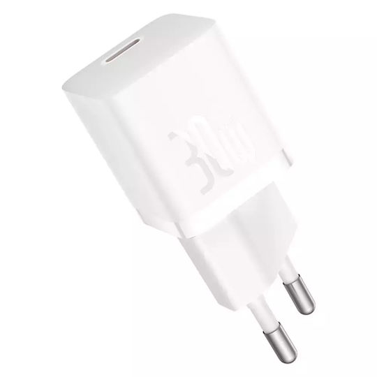 Baseus Charger Without Cable GaN with USB-C Port 30W Whites (Gan5)