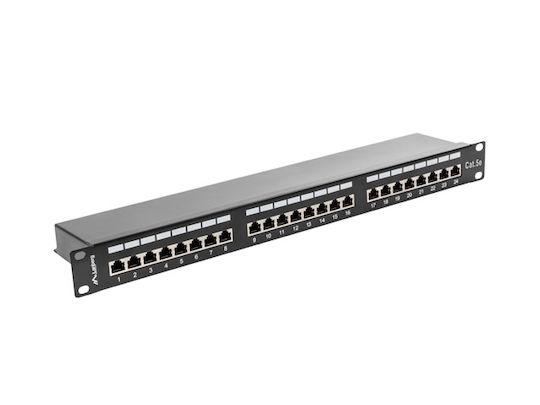 Lanberg Shielded Patch Panel for Rack 1U 19" with 24 cat5e Ports Black