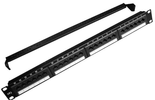 Gembird Patch Panel για Rack 1U 19" 24 Θυρών cat6 Μαύρο