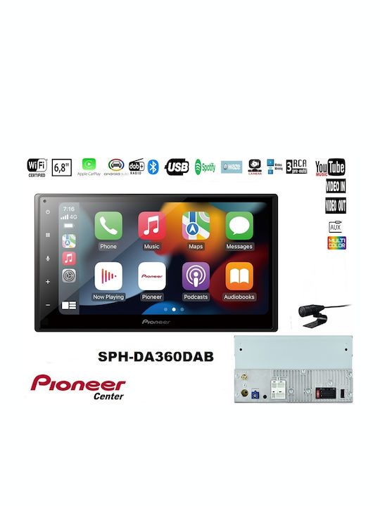 Pioneer Ηχοσύστημα Αυτοκινήτου 2DIN (Bluetooth/USB/WiFi/GPS/Apple-Carplay/Android-Auto) με Οθόνη Αφής 6.8"