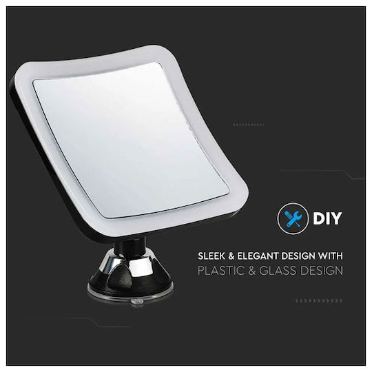 V-TAC Makeup Mirror Tabletop with Light Zoom x10 16.2x19.2cm Silver