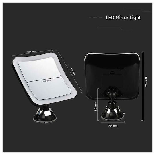 V-TAC Makeup Mirror Tabletop with Light Zoom x10 16.2x19.2cm Silver