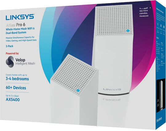 LinkSys Atlas Pro 6 WiFi Mesh Network Access Point Wi‑Fi 6 Dual Band (2.4 & 5GHz) σε Διπλό Kit