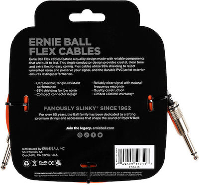 Ernie Ball Flex Cablu 6,3 mm de sex masculin - 6,3 mm de sex masculin 3m Portocaliu (EB6416)