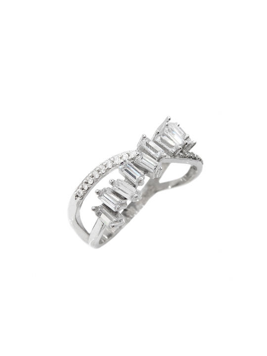 ART D OR - RING IN WHITE GOLD K14 WITH CUBIC ZIRCONIA ADR-855