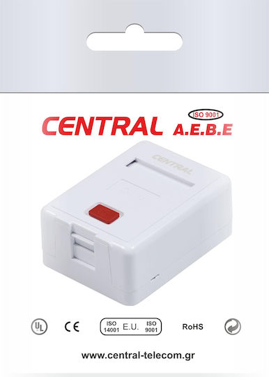 Central Double External Network Socket RJ45 Cat5 in White Color 01-60-196