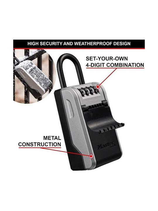 Master Lock 5480EURD Combination Key Holder with Horseshoe Metallic and Combination Dial 7.6x4.3x19.6cm