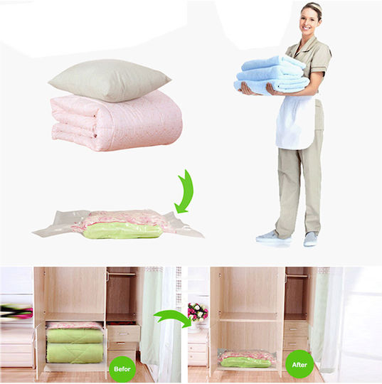 Plastic Storage Bag For Clothes Airtight and with Vacuum in White Color 80x60cm 1pcs