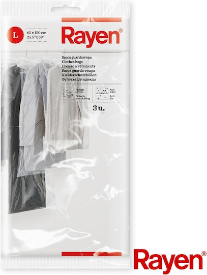 Rayen Plastic Hanging Storage Bag For Clothes 65x65x150cm 3pcs