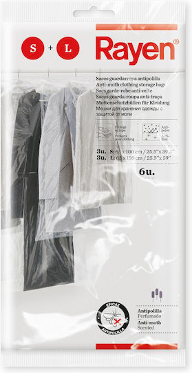 Rayen Plastic Hanging Storage Bag For Clothes 65x150cm 6pcs