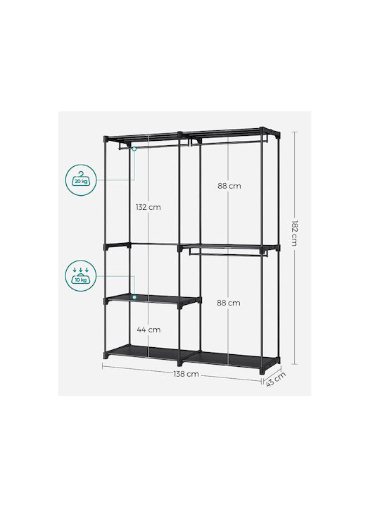 Songmics Cuier de podea Neagră 138x43x182cm