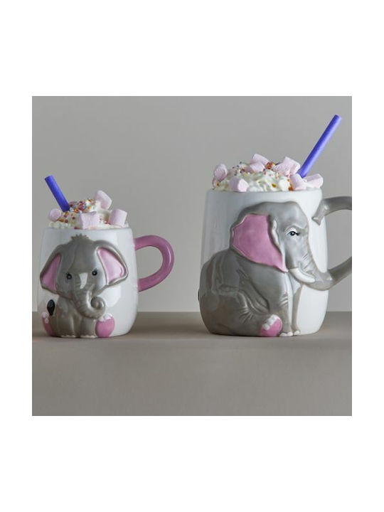 Price & Kensington Elephant Mug Ceramic Gray 2pcs